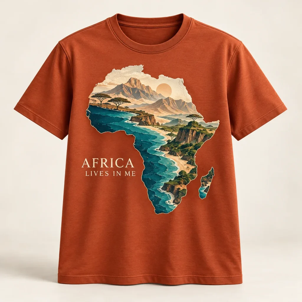AFRICA LIVES IN ME — T-shirt Africa-inspired design preview