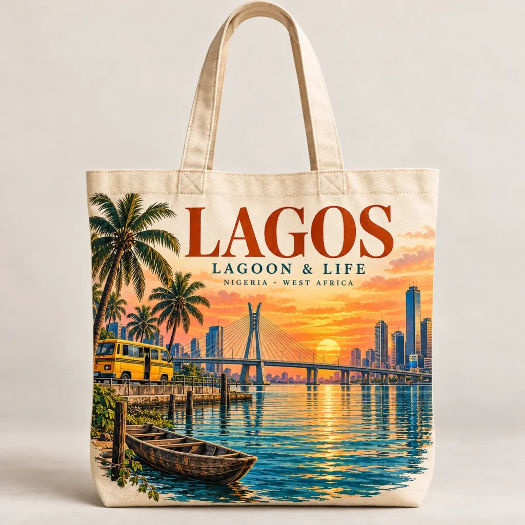 LAGOS — LAGOON & LIFE — Tote bag Africa-inspired design preview