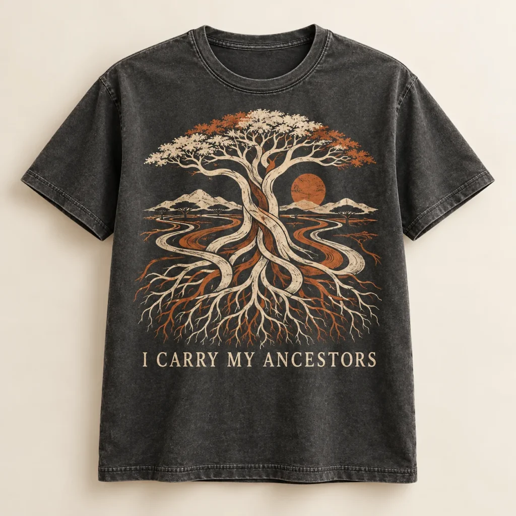 I CARRY MY ANCESTORS — T-shirt Africa-inspired design preview