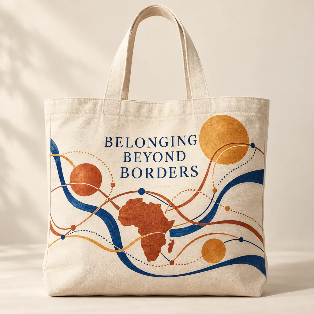 BELONGING BEYOND BORDERS — Tote bag Africa-inspired design preview