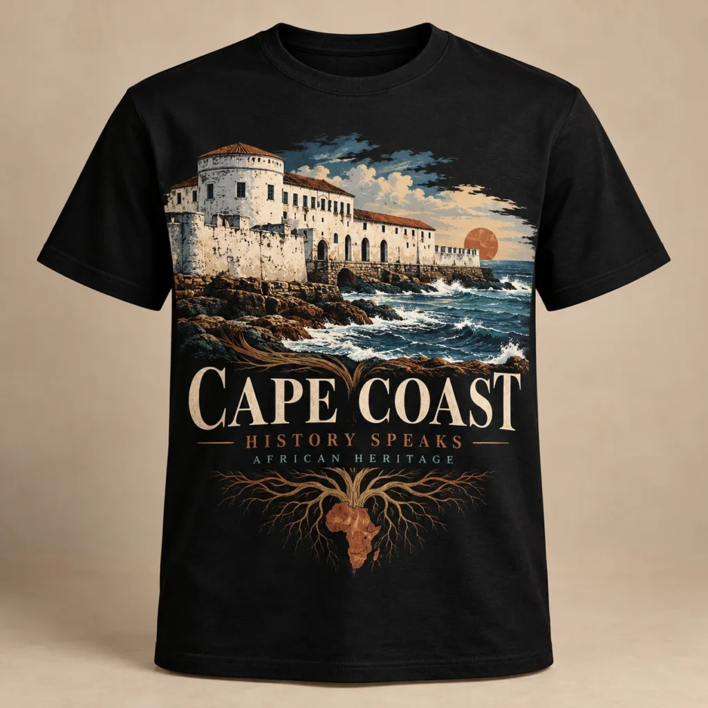 CAPE COAST — HISTORY SPEAKS — T-shirt Africa-inspired design preview