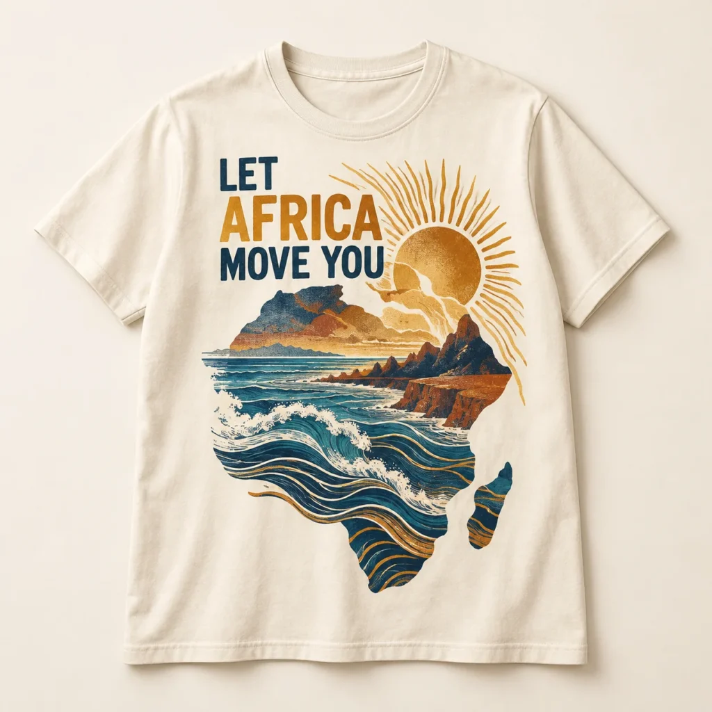 LET AFRICA MOVE YOU — T-shirt Africa-inspired design preview