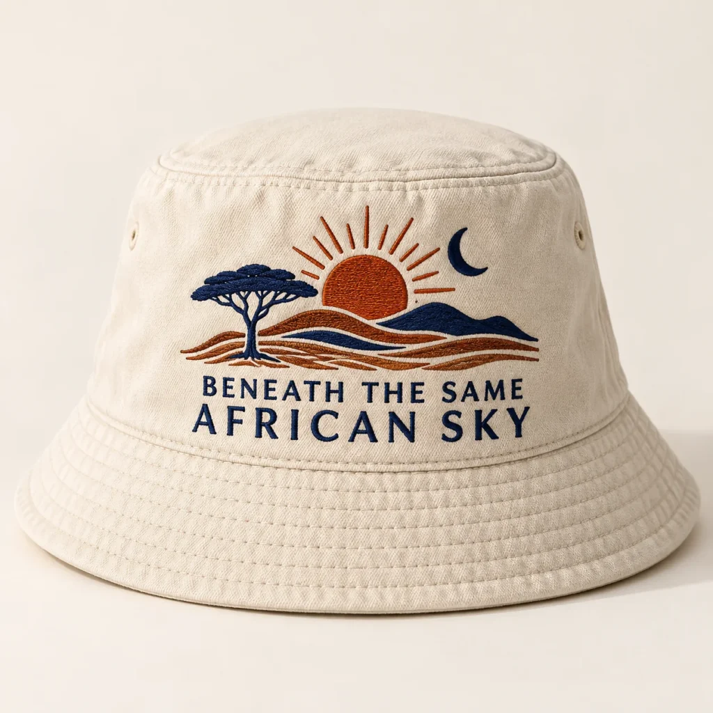 BENEATH THE SAME AFRICAN SKY — Bucket hat Africa-inspired design preview
