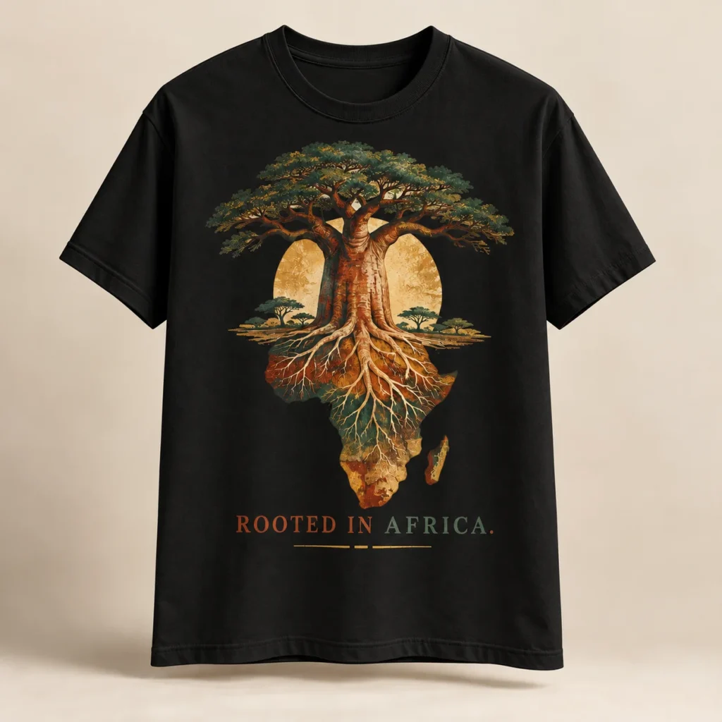 ROOTED IN AFRICA — T-shirt Africa-inspired design preview