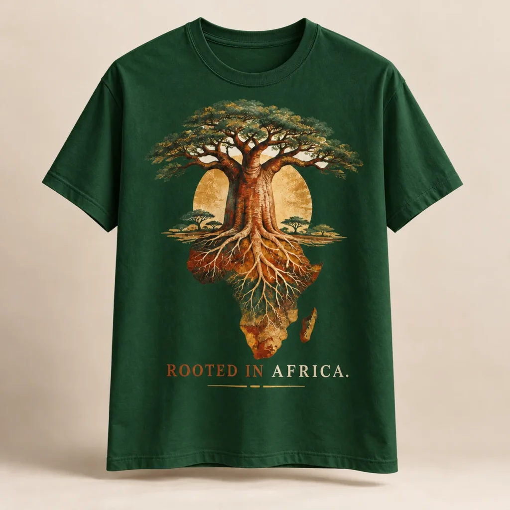 ROOTED IN AFRICA — T-shirt Africa-inspired design preview