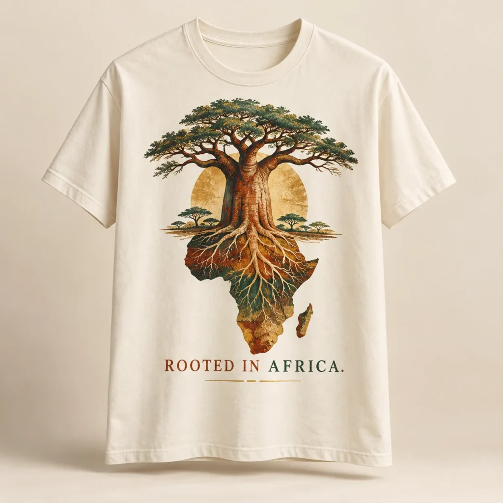 ROOTED IN AFRICA — T-shirt Africa-inspired design preview